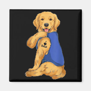 Funny Golden Retriever Love Dad Paw Tattoo Fathers Magnet