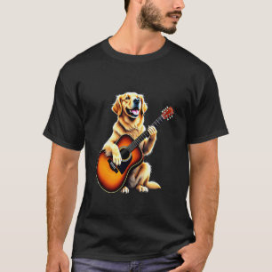 Funny Golden Retriever Playing Guitar Design for M T-Shirt