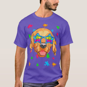Funny Golden Retriever Puzzle Autism Awareness Dog T-Shirt