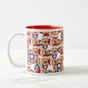 Funny Golden Retriever Santa Hat Christmas Pattern Two-Tone Coffee Mug