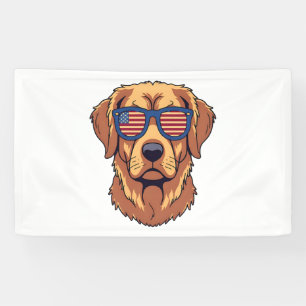 Funny Golden Retriever - USA Dog Lover Graphic Art Banner