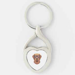 Funny Golden Retriever - USA Dog Lover Graphic Art Key Ring