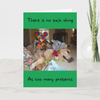 Funny Golden Retriever with Lots of Toys Christmas Card