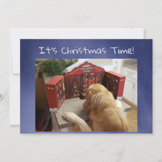 Funny Golden Retriever with Treats Christmas Holiday Card