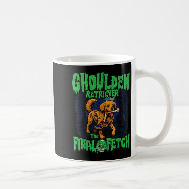 Funny Golden Retriever Zombie Halloween, Soky Ghou Coffee Mug (Right)