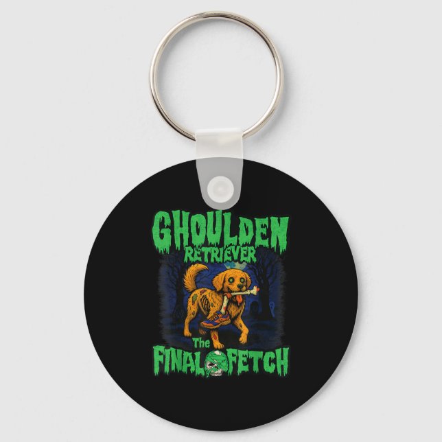 Funny Golden Retriever Zombie Halloween, Soky Ghou Key Ring (Front)