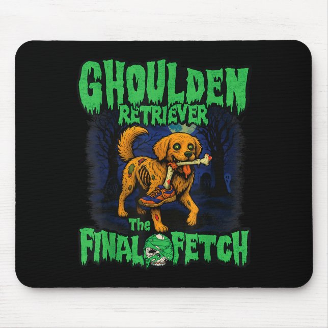 Funny Golden Retriever Zombie Halloween, Soky Ghou Mouse Pad (Front)