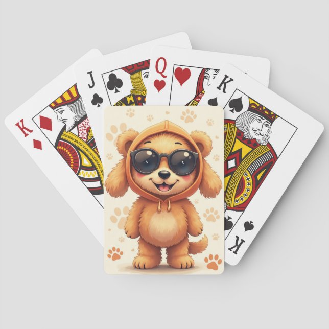 Funny Goldendoodle Kawaii Dog Playing Cards (Back)
