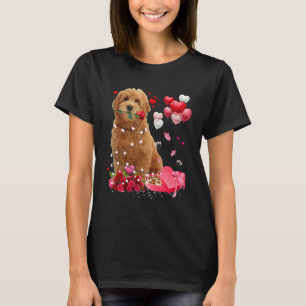Funny Goldendoodle Rose Heart Happy Valentine Day  T-Shirt