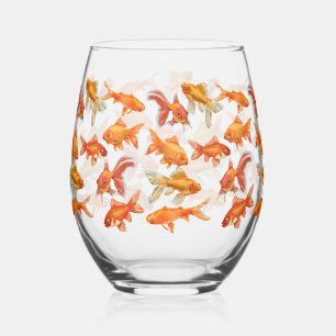 Funny Goldfish Bowl Stemless Wine Glass