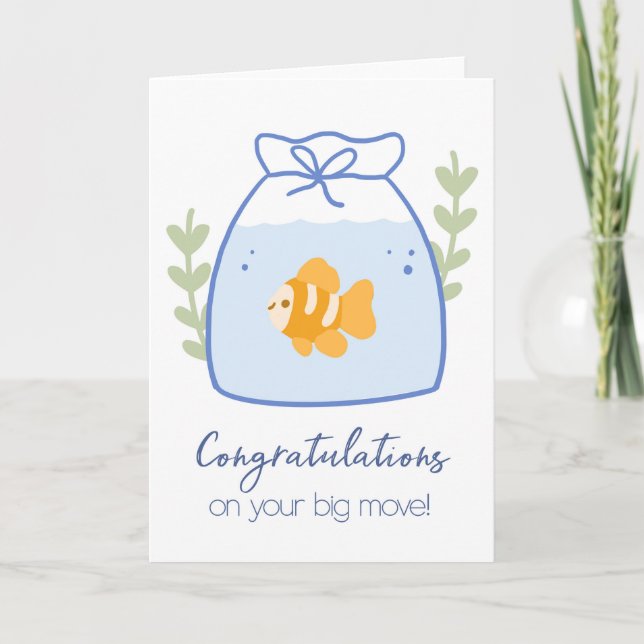 Funny Goldfish Congratulations New Home New Job Card (Front)