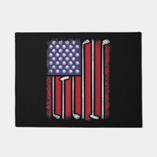 Funny Golf American Flag Golf Player Vintage Golfe Doormat