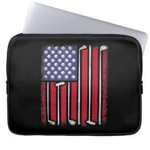 Funny Golf American Flag Golf Player Vintage Golfe Laptop Sleeve