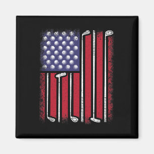 Funny Golf American Flag Golf Player Vintage Golfe Magnet