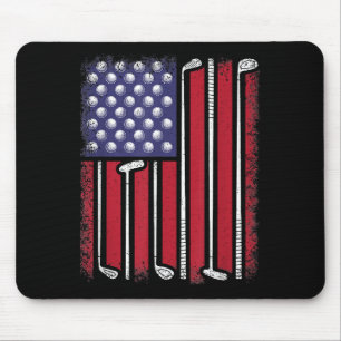 Funny Golf American Flag Golf Player Vintage Golfe Mouse Pad
