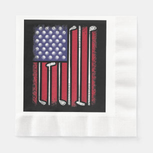 Funny Golf American Flag Golf Player Vintage Golfe Napkin