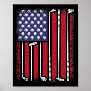 Funny Golf American Flag Golf Player Vintage Golfe Poster
