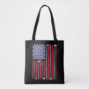 Funny Golf American Flag Golf Player Vintage Golfe Tote Bag