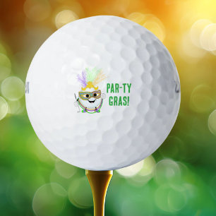 Funny Golf Ball Celebrating Mardi Gras