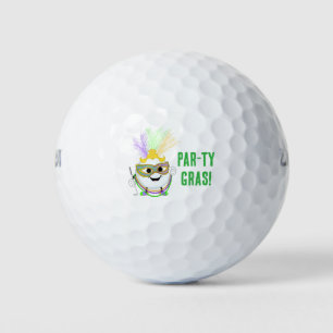 Funny Golf Ball Celebrating Mardi Gras 