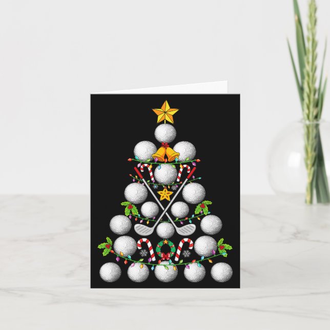 Funny Golf Ball Christmas Tree Christmas Golf Love Card (Front)