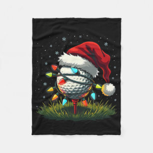 Funny Golf Ball Christmas Tree Santa Hat Xmas Tee Fleece Blanket
