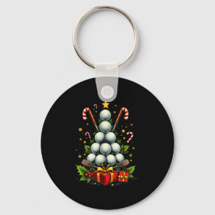 Funny Golf Ball Christmas Tree Santa Hat Xmas Tee  Key Ring