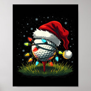 Funny Golf Ball Christmas Tree Santa Hat Xmas Tee  Poster