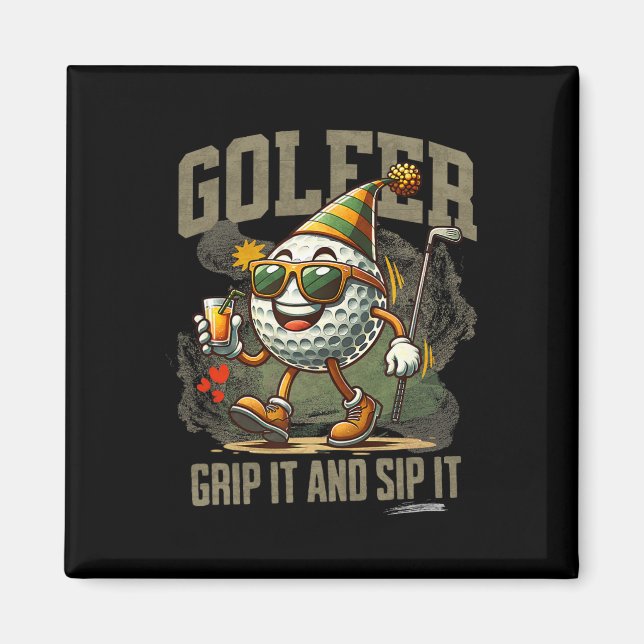 Funny Golf Ball Drinking  Magnet (Front)