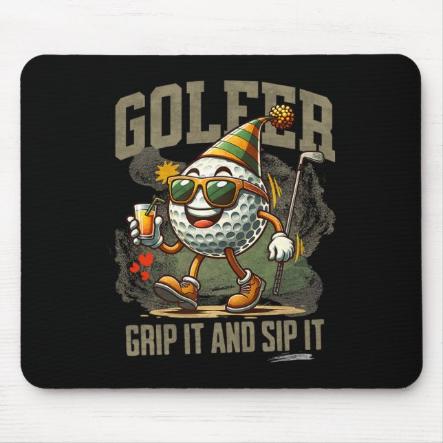 Funny Golf Ball Drinking  Mouse Pad (Front)