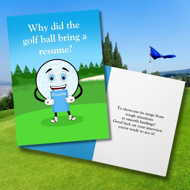 Funny Golf Ball Good Luck On Job Card (Creator Uploaded)