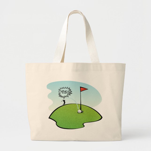 FUNNY GOLF BALL HOLE IN ONE, GOLFER GIFT LARGE TOTE BAG (Front)