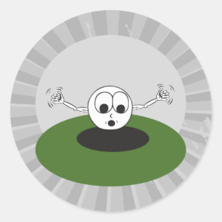 funny golf ball scared going into hole classic round sticker