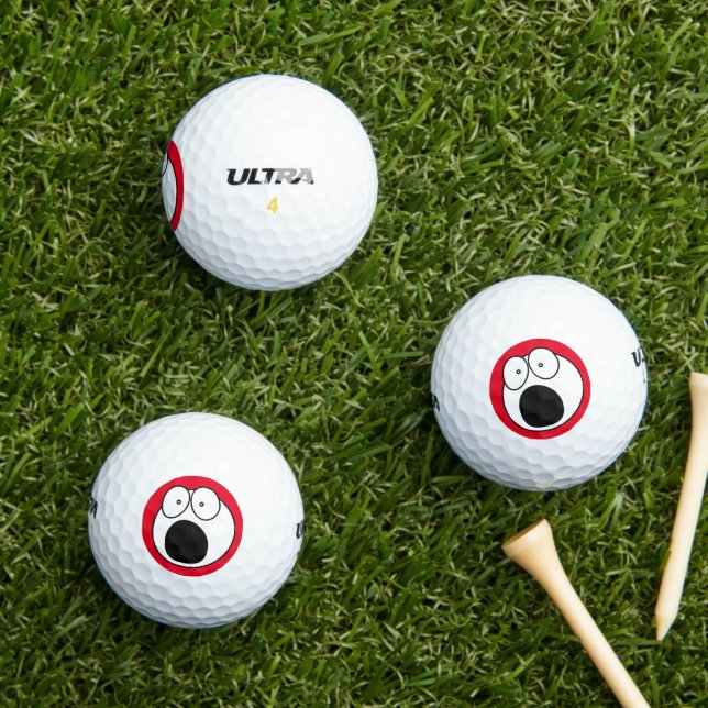 Funny golf ball: Terrified Humorous Face Golf Balls (Insitu Grass)