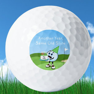 Funny Golf Ball With Birthday Cake Golf Humor