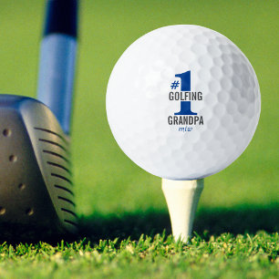 Funny Golf Balls #1 Golfing Grandpa Blue Monogram