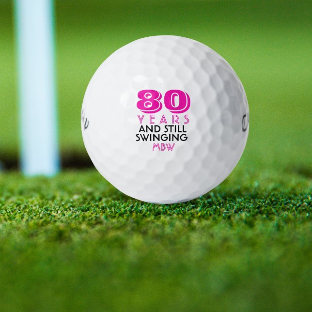 Funny Golf Balls 80th Birthday Party Monogrammed (Creator Uploaded)
