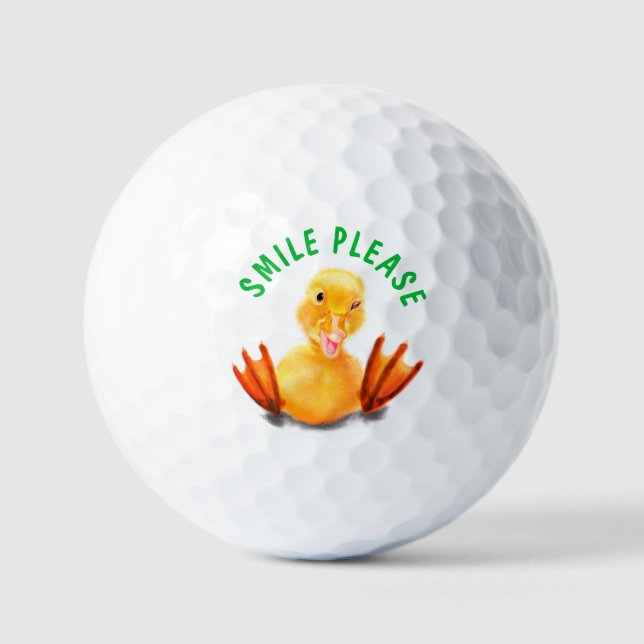 Funny Golf Balls Playful Duck - Smlie Please (Front)