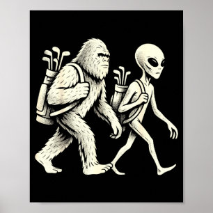 Funny Golf Bigfoot Sasquatch Alien Ufo Golfer Poster