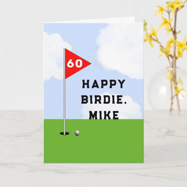 Funny Golf Birthday Card (Yellow Flower)