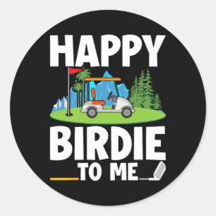 Funny Golf Birthday Happy Birdie Golfer Kids Boys  Classic Round Sticker