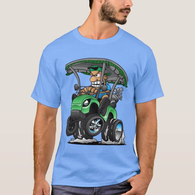 Funny Golf Cart Cartoon Golf Car and Golfing Humor T-Shirt (Front)