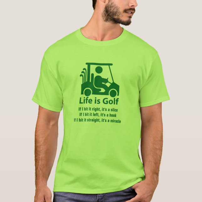 Funny Golf Cart Golfer Green light green T-Shirt (Front)