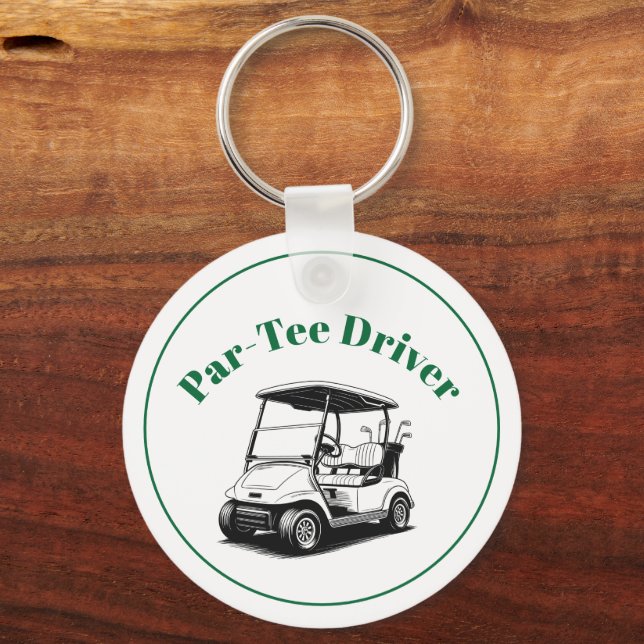 Funny Golf Cart Keys Key Ring (Back)