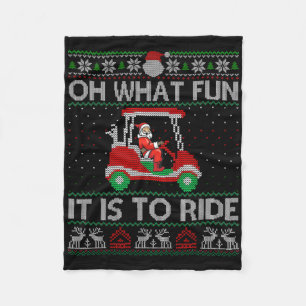 Funny Golf Cart Matching Family Christmas Oh What Fleece Blanket