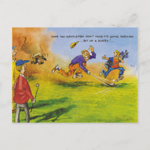 Funny golf chase postcard
