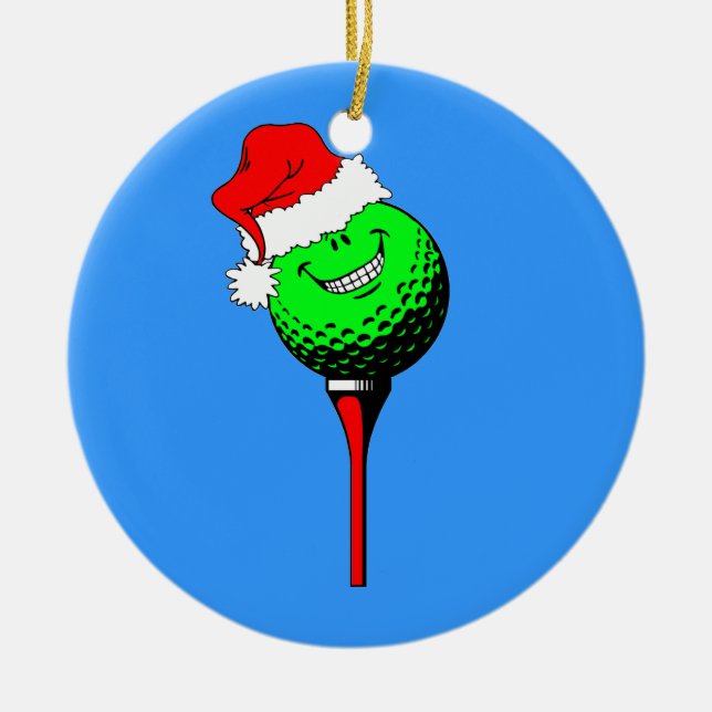 funny golf Christmas Ceramic Tree Decoration (Front)