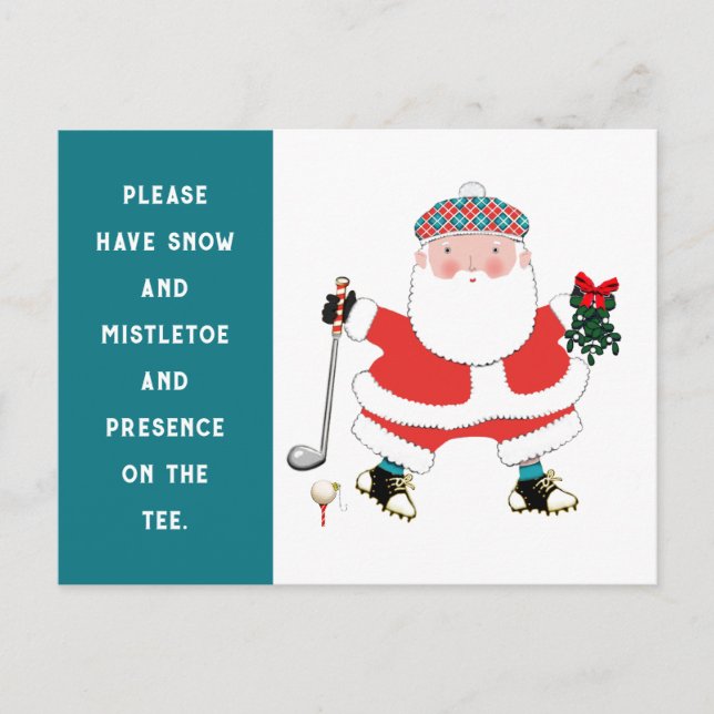 Funny Golf Christmas Holiday Postcard (Front)