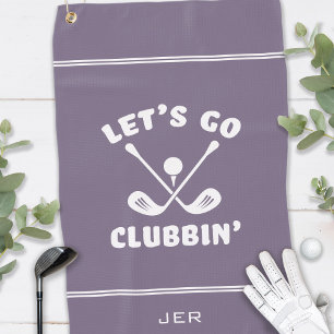 Funny Golf Club Humour Modern Golfer Sports Purple Golf Towel
