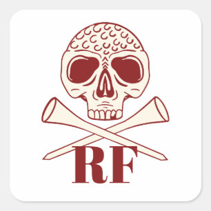 Funny Golf Dad Monogram Retro Skull & Crossed Tees Square Sticker
